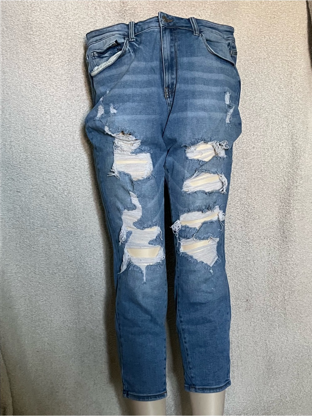 Wax Jean Distressed Light Blue Boyfriend Jeans